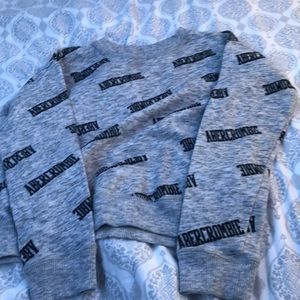 Gray and navy blue pull over sweatshirt